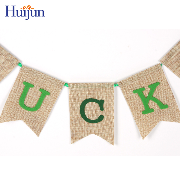 Irish Saint Patrick's Day Lucky Fabric Banner with Shamrock (2)